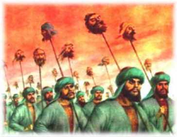 Sikh heads on spears as the Mughals march to Delhi with Banda