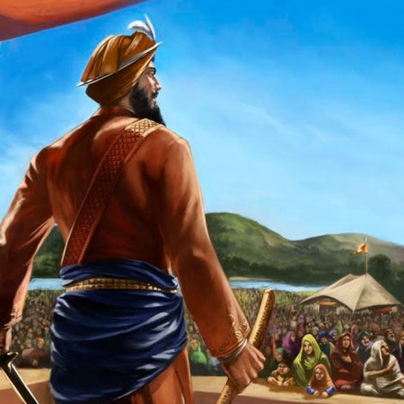 Gobind Rai (as Guru Gobind Singh was then known) seeking Sacrifice